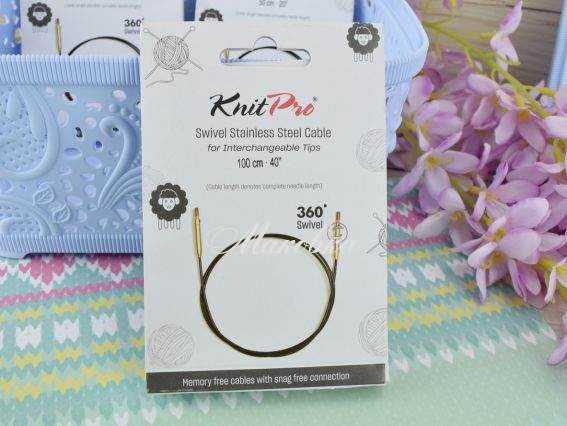 Кабель що обертається для створення кругових спиць довжиною 100 см. KnitPro 10575 чорний Кабель що обертається для створення кругових спиць довжиною 100 см. KnitPro 10575 чорний