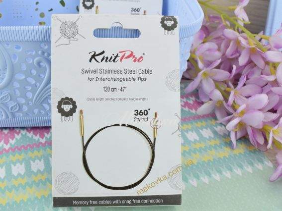 Кабель що обертається для створення кругових спиць довжиною 120 см. KnitPro 10576 чорний Кабель що обертається для створення кругових спиць довжиною 120 см. KnitPro 10576 чорний