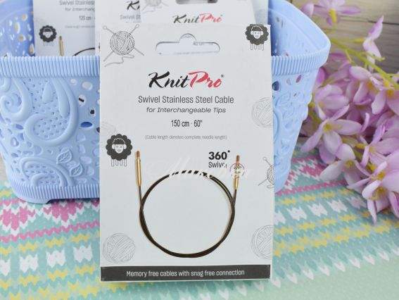 Кабель що обертається для створення кругових спиць довжиною 150 см. KnitPro 10577 чорний Кабель що обертається для створення кругових спиць довжиною 150 см. KnitPro 10577 чорний