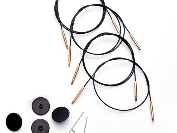 Кабель що обертається 76см для створення кругових спиць довжиною 100 см. KnitPro 10575 чорний з позолотою