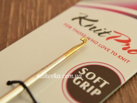 30866 KnitPro Гачок для в'язання 1,75 мм, сталевий, довжина 14,5 см чорна ручка софт-тач,