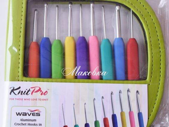 Набор крючков для вязания KnitPro 9 шт (2,0-6,0 мм), в зеленом чехле, арт.30921 Набор крючков для вязания KnitPro 9 шт (2,0-6,0 мм), в зеленом чехле, арт.30921