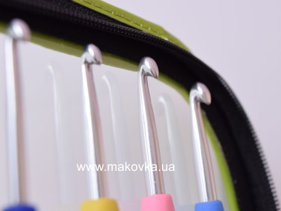 Набор алюминиевых крючков для вязания KnitPro в зеленом чехле, 9шт (2,0-6,0мм), 30921