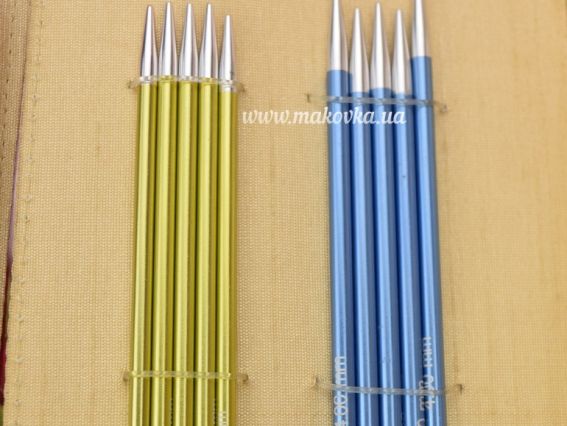 47401 Набор коротких носочных чулочных спиц Socks Kit Zing DPN set KnitPro, длина 15см, толщина №№ 2мм, 2,5мм, 3мм, 3,5мм, 4мм