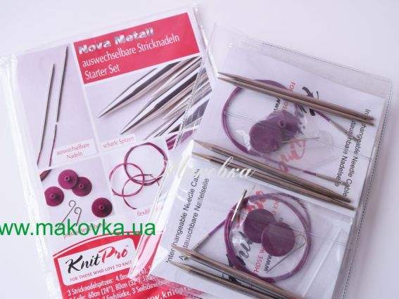 Базовий набір знімних металевих спиць, KnitPro, Nova Metal, 10604 спиці зі змінними кабелями Базовий набір знімних металевих спиць, KnitPro, Nova Metal, 10604 спиці зі змінними кабелями