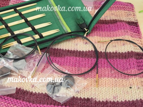 Съемные спицы бамбуковые в наборе с кабелями Bamboo KnitPro Starter 22541 №№3мм, 3.5 мм , 4 мм, 4.5 мм, 5 мм