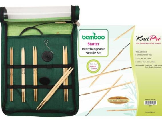 Съемные спицы бамбуковые в наборе с кабелями Bamboo KnitPro Starter 22541 №№3мм, 3.5 мм , 4 мм, 4.5 мм, 5 мм