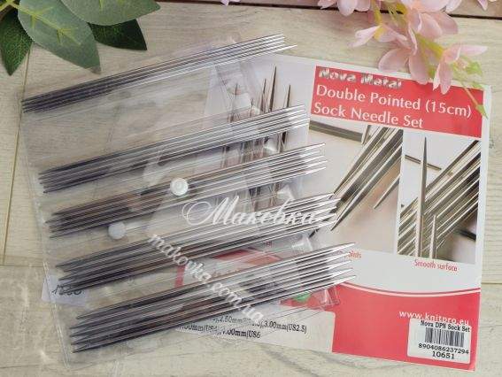 Набір шкарпеткових спиць 10651 Socks Kit Nova DPN set KnitPro, довжина 15см, №№ 2мм, 2,5мм, 3мм, 3,5мм, 4мм