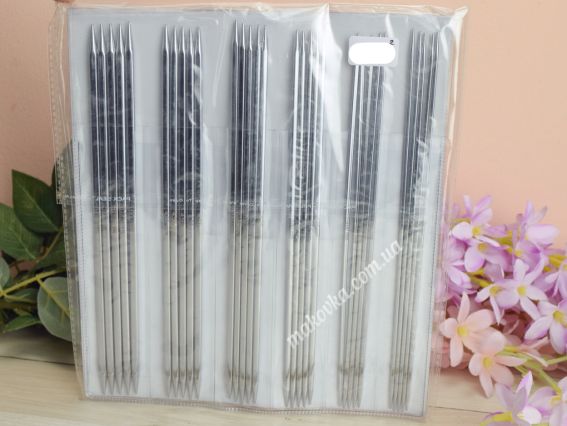 12363 Набір коротких шкарпеткових панчішних спиць Socks Kit Nova Cubics set KnitPro, довжина 15см, товщина №№ № 2,5мм, 3мм, 3,5мм,4мм,4,5мм, 5мм