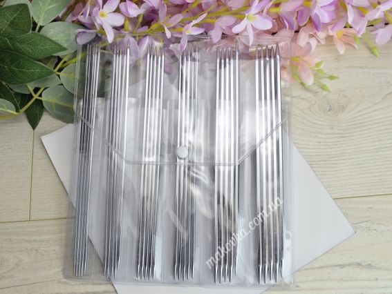 12363 Набір коротких шкарпеткових панчішних спиць Socks Kit Nova Cubics set KnitPro, довжина 15см, товщина №№ № 2,5мм, 3мм, 3,5мм,4мм,4,5мм, 5мм