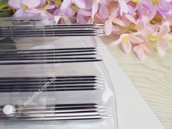 12363 Набір коротких шкарпеткових панчішних спиць Socks Kit Nova Cubics set KnitPro, довжина 15см, товщина №№ № 2,5мм, 3мм, 3,5мм,4мм,4,5мм, 5мм