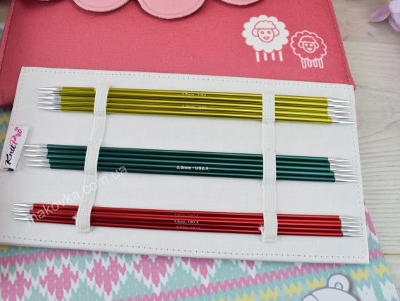 47422 Набор носочных чулочных спиц Zing KnitPro , длина 20см толщина №2,5мм, 3мм, 3,5мм, 4мм, 4,5мм, 5мм