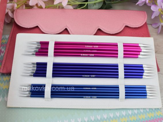 47422 Набор носочных чулочных спиц Zing KnitPro , длина 20см толщина №2,5мм, 3мм, 3,5мм, 4мм, 4,5мм, 5мм