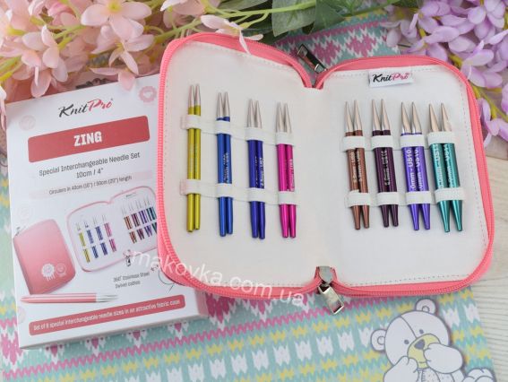 Набор съемных УКОРОЧЕННЫХ спиц 47425  Zing KnitPro , номера №№3,5-8 мм 