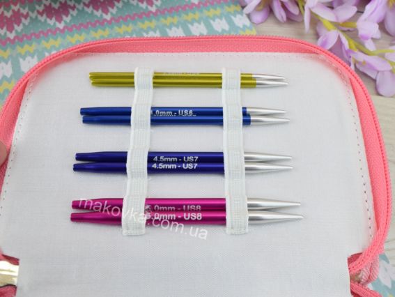 47425 Набор съемных укороченных спиц с поворотными кабелями (3.5; 4; 4,5; 5; 5,5; 6, 7 и 8мм) Zing KnitPro