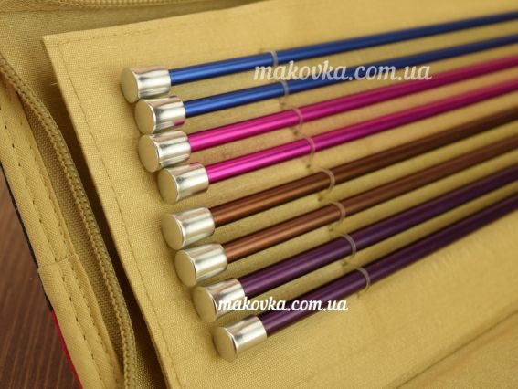 Набор вязальных прямых спиц 47406 Zing KnitPro , длина 30см, толщина №№2,5-6мм в органайзере