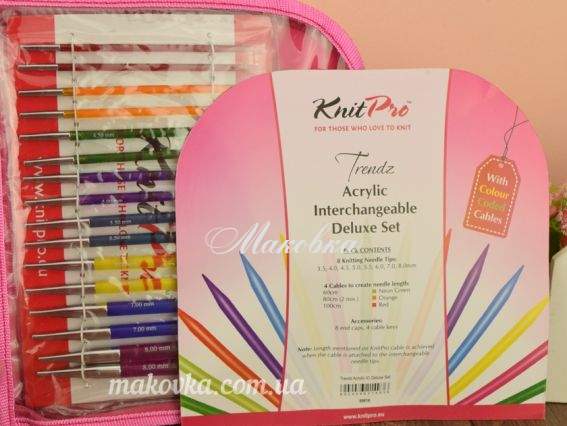 Набір акрилових спиць, що знімаються Deluxe Multi-Colored Trendz KnitPro 50618