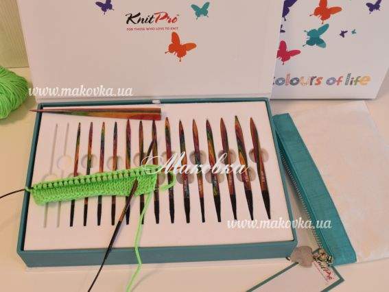 Набор подарочный съемных деревянных спиц 20636 Colours of life KnitPro №№ 3,5-8 мм Набор подарочный съемных деревянных спиц 20636 Colours of life KnitPro №№ 3,5-8 мм