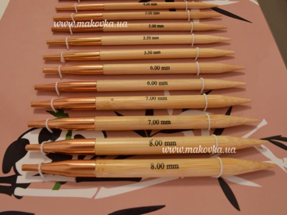 Съемные спицы бамбуковые в наборе с кабелями Bamboo Deluxe KnitPro 24002 №№ 3мм, 3.5 мм , 4 мм, 4.5 мм, 5 мм, 5.5мм, 6 мм, 7мм, 8мм