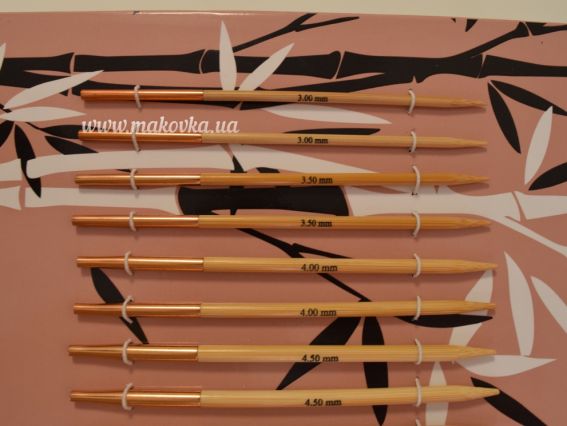 Съемные спицы бамбуковые в наборе с кабелями Bamboo Deluxe KnitPro 24002 №№ 3мм, 3.5 мм , 4 мм, 4.5 мм, 5 мм, 5.5мм, 6 мм, 7мм, 8мм