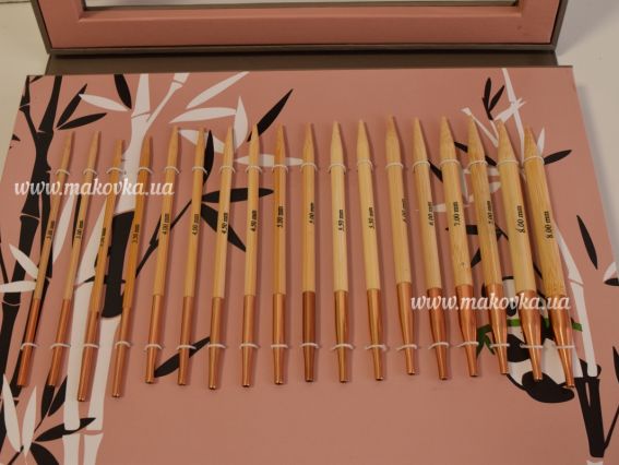 Съемные спицы бамбуковые в наборе с кабелями Bamboo Deluxe KnitPro 24002 №№ 3мм, 3.5 мм , 4 мм, 4.5 мм, 5 мм, 5.5мм, 6 мм, 7мм, 8мм