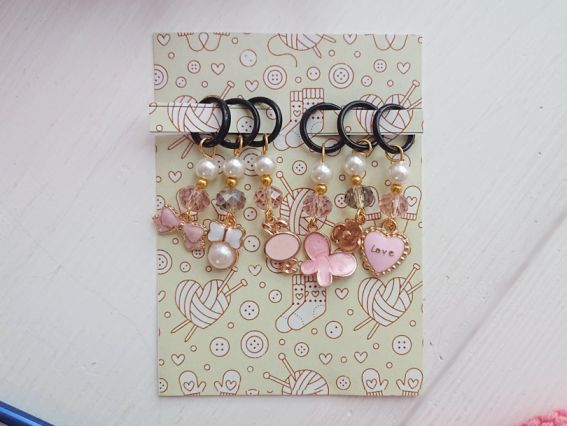 Подарочный Набор маркеровщиков для вязания с подвесками ЭМ-001 Розовая нежность