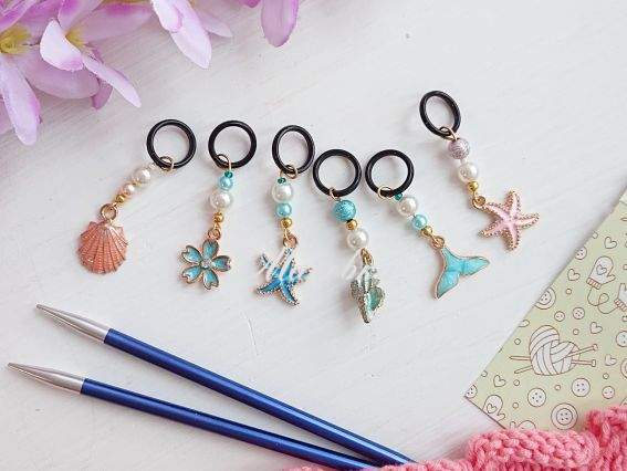 Маркери для в'язання ЕМ-003 Чарівність моря, набір 6 шт Маркери для в'язання ЕМ-003 Чарівність моря, набір 6 шт