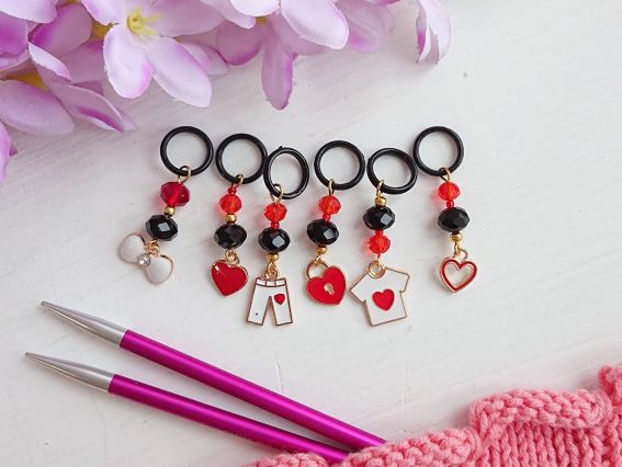 Маркеры для вязания ЭМ-004 Влюблённая в вязание, набор 6 шт