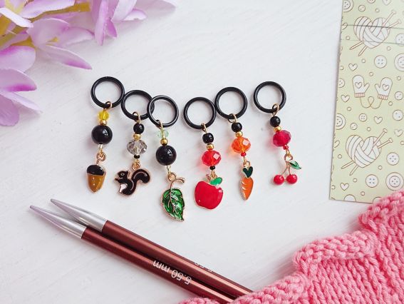 Маркеры для вязания ЭМ-006 Счастливый бельчонок, набор 6 шт