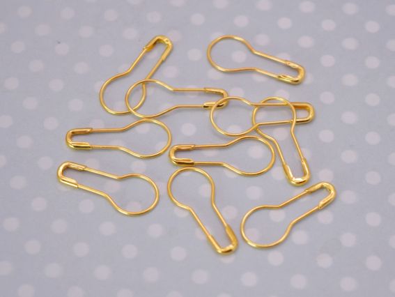 Маркувальник для в'язання Шпилька-замочок, металевий, Золото, 10шт 