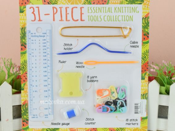 Набір пристосувань для в'язання (7 найменувань, 31 шт) Набір пристосувань для в'язання (7 найменувань, 31 шт)