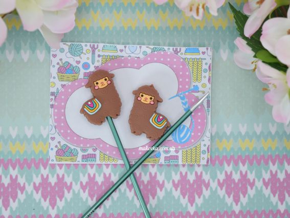 Силіконові накінечники, заглушки  для спиць Альпака Коричнева, на спиці 2-3мм, 2шт в уп