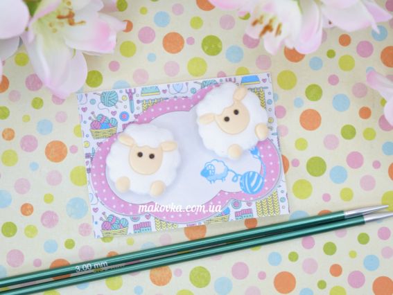 Силиконовые наконечники, заглушки для спиц Овечки, на спицы 2-3мм, 2шт в уп