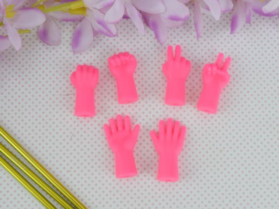 Силиконовые наконечники для спиц Ладошка, 6 шт розового цвета
