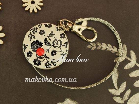 Сантиметрова стрічка Рулетка PICCO, чорний декор КВІТИ, 8 мм DP14 - 150 см, 1 шт з карабіном Сантиметрова стрічка Рулетка PICCO, чорний декор КВІТИ, 8 мм DP14 - 150 см, 1 шт з карабіном