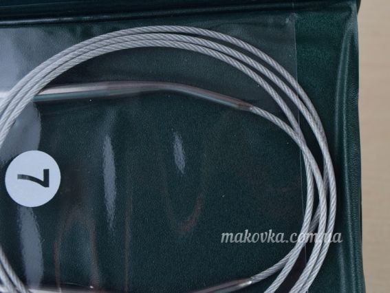 Набір в'язальних металевих кругових спиць на тросі, довжина 100 см, в чохлі, №№2-5 мм, 11 пар