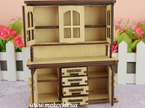 Заготовка для декорування ляльковий Сервант №1192, фанера 14х5х16 см