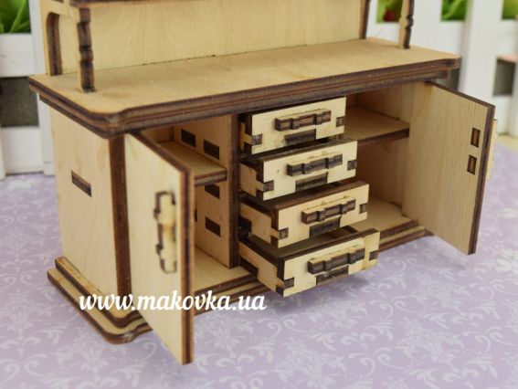 Заготовка для декорування ляльковий Сервант №1192, фанера 14х5х16 см