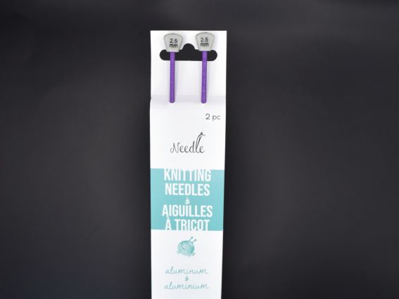 Спицы вязальные прямые алюминиевые №2,5 мм, 35см