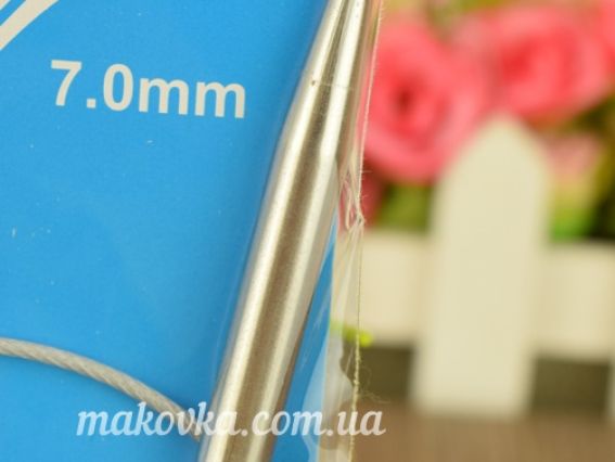 Короткие Вязальные круговые спицы,металлические  на тросике №7 мм, 40 см