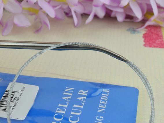 Вязальные круговые спицы,металлические  на тросике №5 мм, 60 см