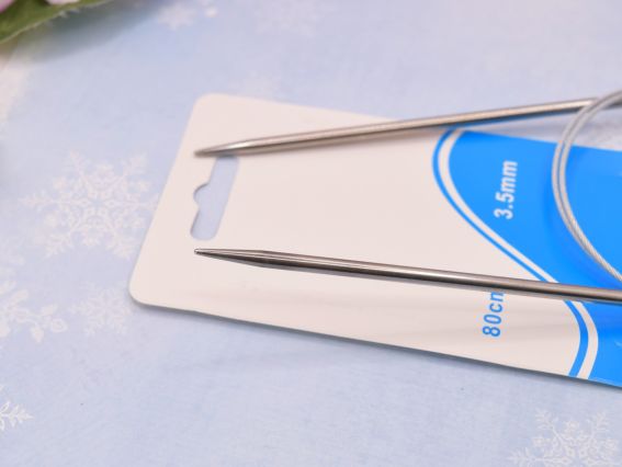 В'язальні кругові спиці, металеві на тросі №3,5  мм, 80 см