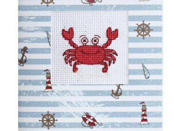 Набор для создания открытки (S) F-10 вышивка Крабик (морская), Лука-С Набор для создания открытки (S) F-10 вышивка Крабик (морская), Лука-С