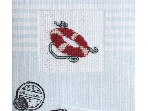 Набор для создания открытки (S) F-8 вышивка Спасательный круг (морская), Лука-С Набор для создания открытки (S) F-8 вышивка Спасательный круг (морская), Лука-С