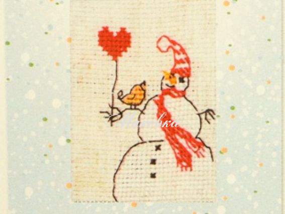 Набор для создания открытки (S) Р-38 вышивка Снеговик, Luca-S Набор для создания открытки (S) Р-38 вышивка Снеговик, Luca-S