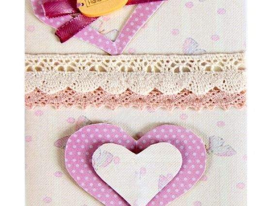 Готовая открытка ручной работы А-6 Сердечки, розовая Лука-С Готовая открытка ручной работы А-6 Сердечки, розовая Лука-С