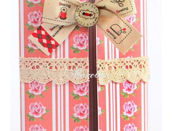 Готовая открытка ручной работы Е-2 Розочки и бантик, Лука-С Готовая открытка ручной работы Е-2 Розочки и бантик, Лука-С