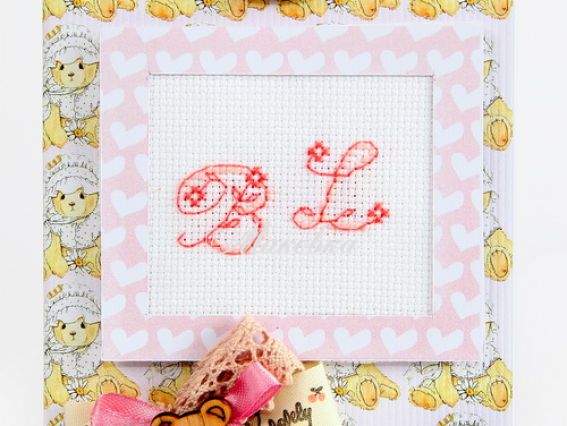 Набор для создания открытки (S) F-5 вышивка Буквы (мишки, розовая), Лука-С Набор для создания открытки (S) F-5 вышивка Буквы (мишки, розовая), Лука-С