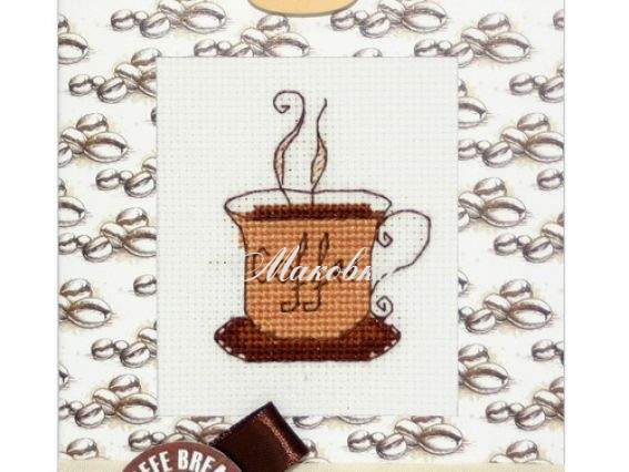 Набор для создания открытки (S) Р-14 вышивка Чашка кофе Coffe Break, Лука-С Набор для создания открытки (S) Р-14 вышивка Чашка кофе Coffe Break, Лука-С
