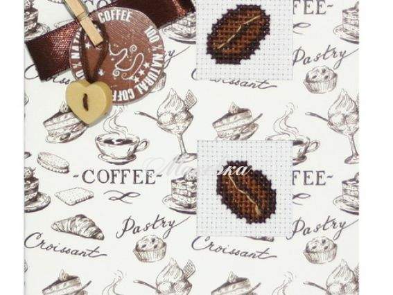 Набор для создания открытки (S) Р-15 вышивка Зерна кофе (коричневая), Лука-С Набор для создания открытки (S) Р-15 вышивка Зерна кофе (коричневая), Лука-С